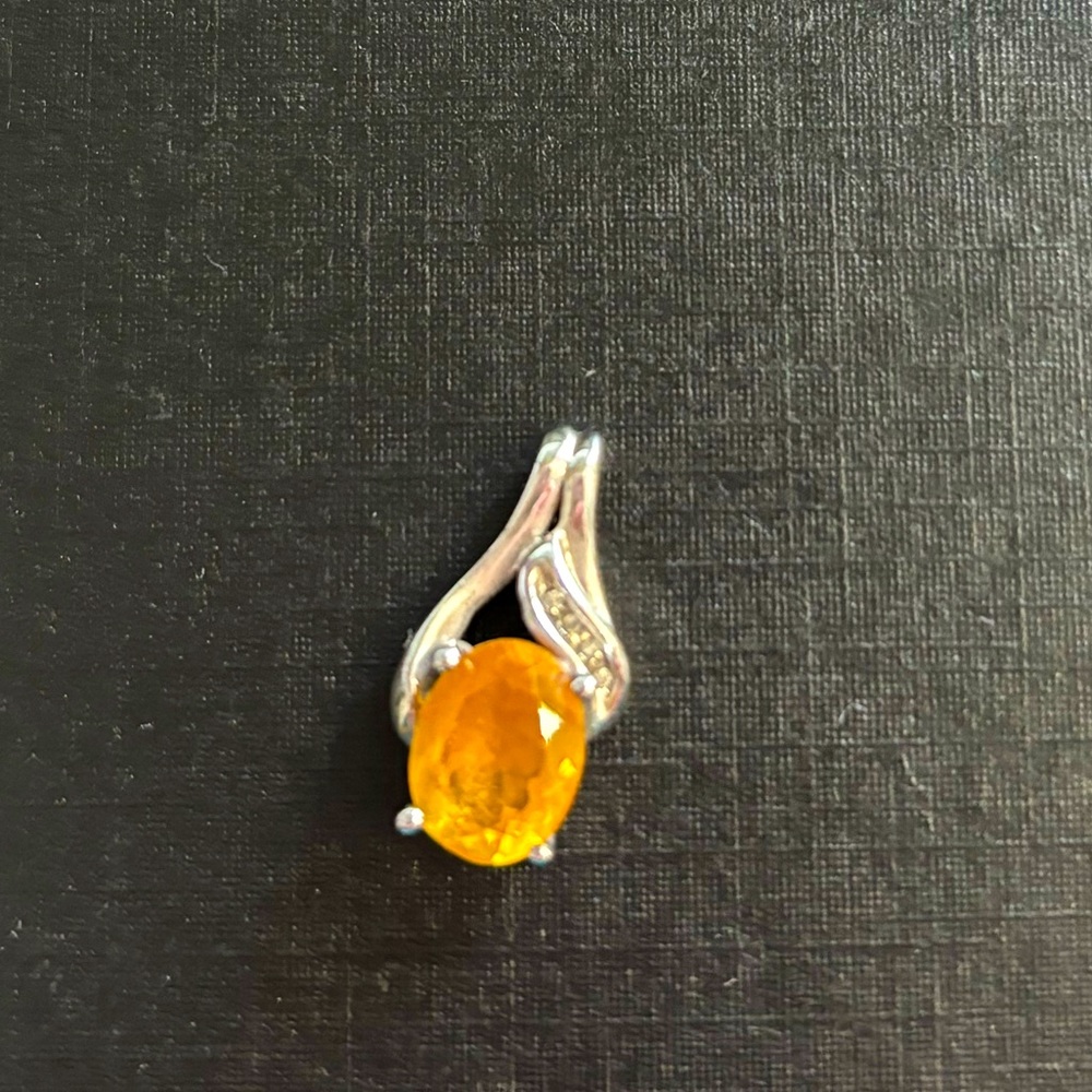 Stauer necklace charm Topaz , Stainless steel with manufactured diamonds